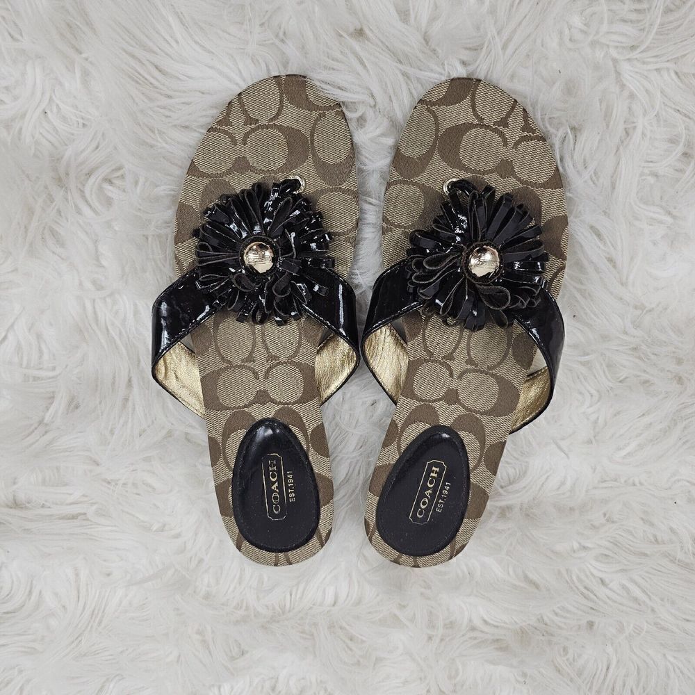 Coach Womens Suki Fringe Flower  Sandals a8382 size 8B Skye
